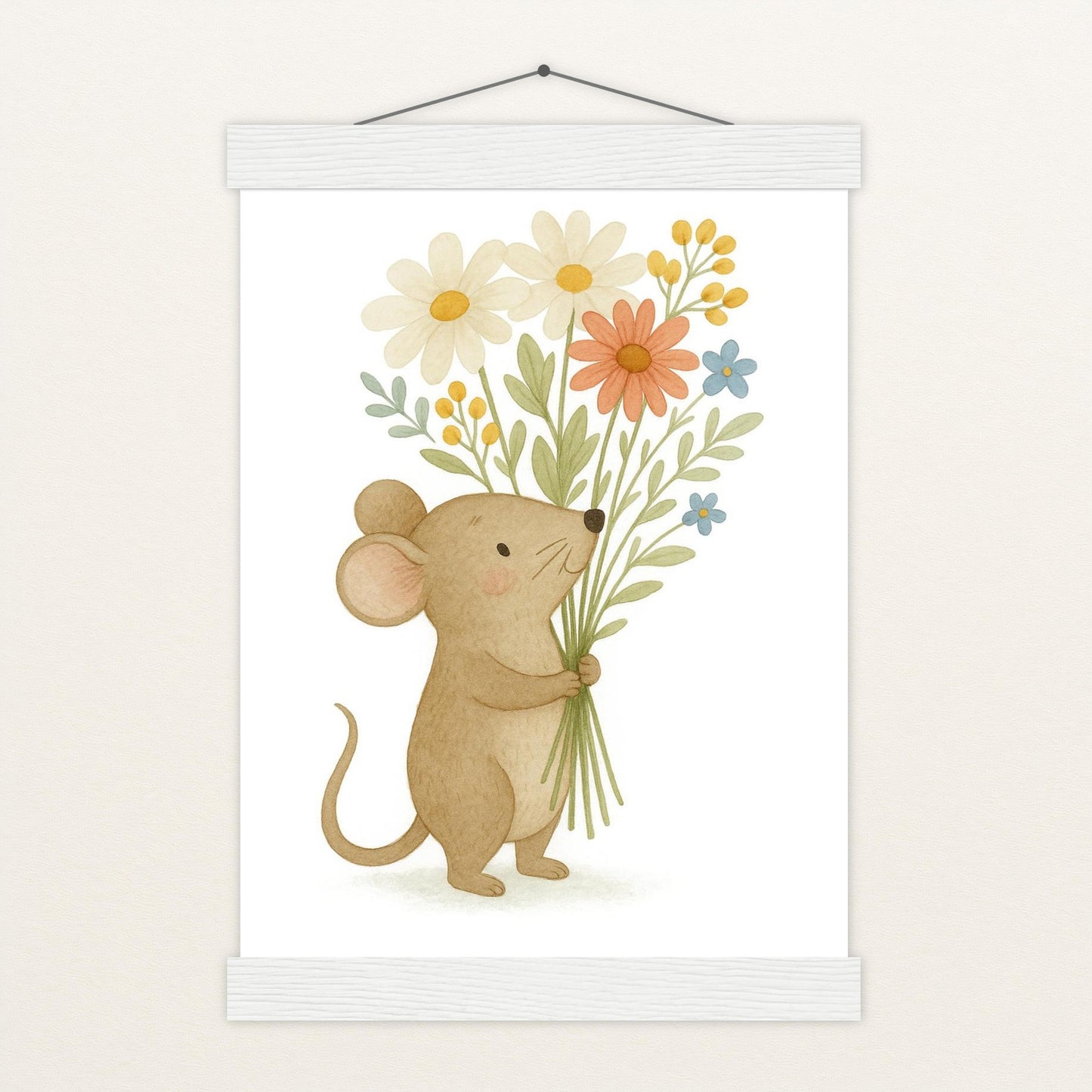 Mimi die Maus - Motiv: "Blumenstrauß" Poster mit Leisten von tinylearner
