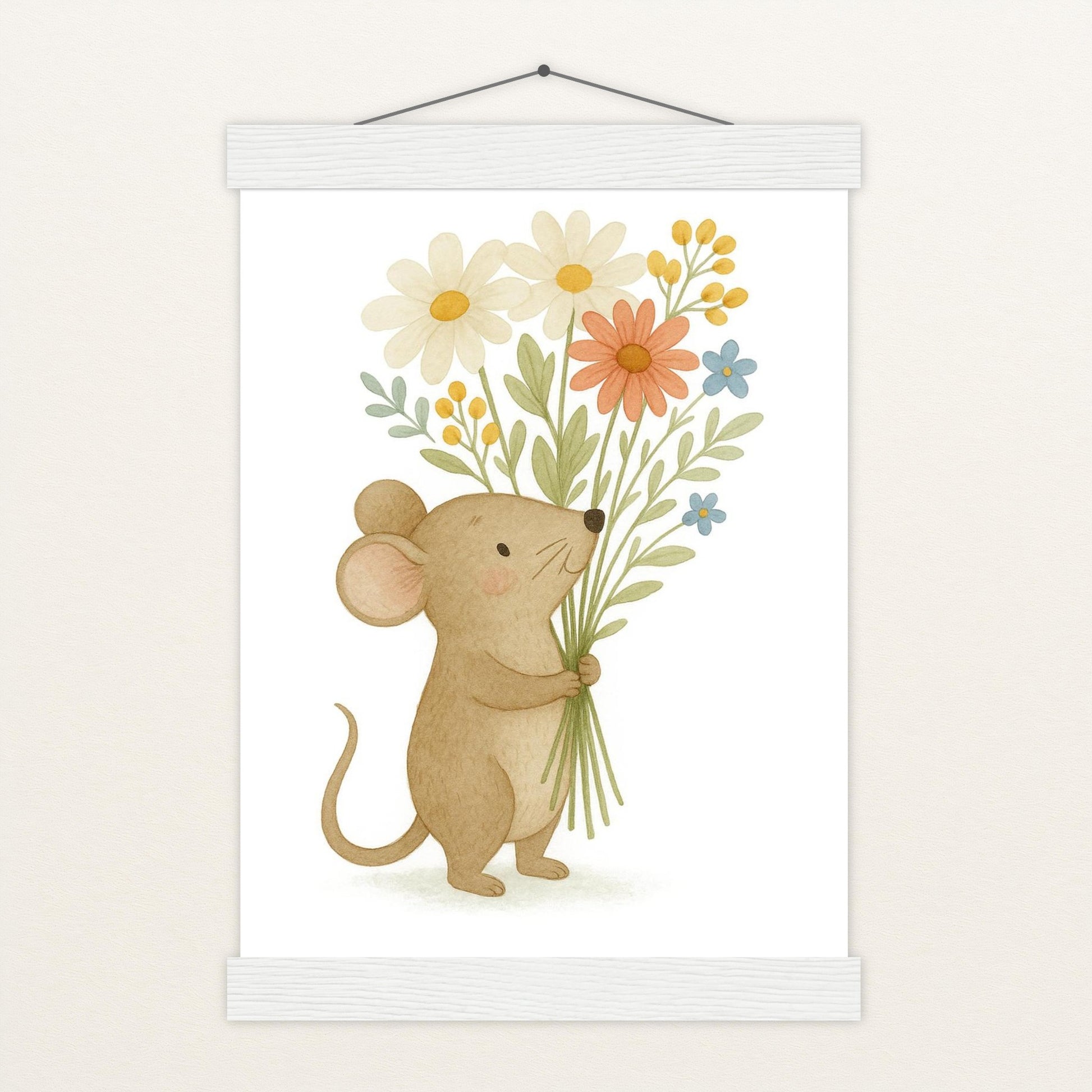 Mimi die Maus - Motiv: "Blumenstrauß" Poster mit Leisten von tinylearner
