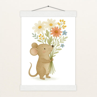 Mimi die Maus - Motiv: "Blumenstrauß" Poster mit Leisten von tinylearner