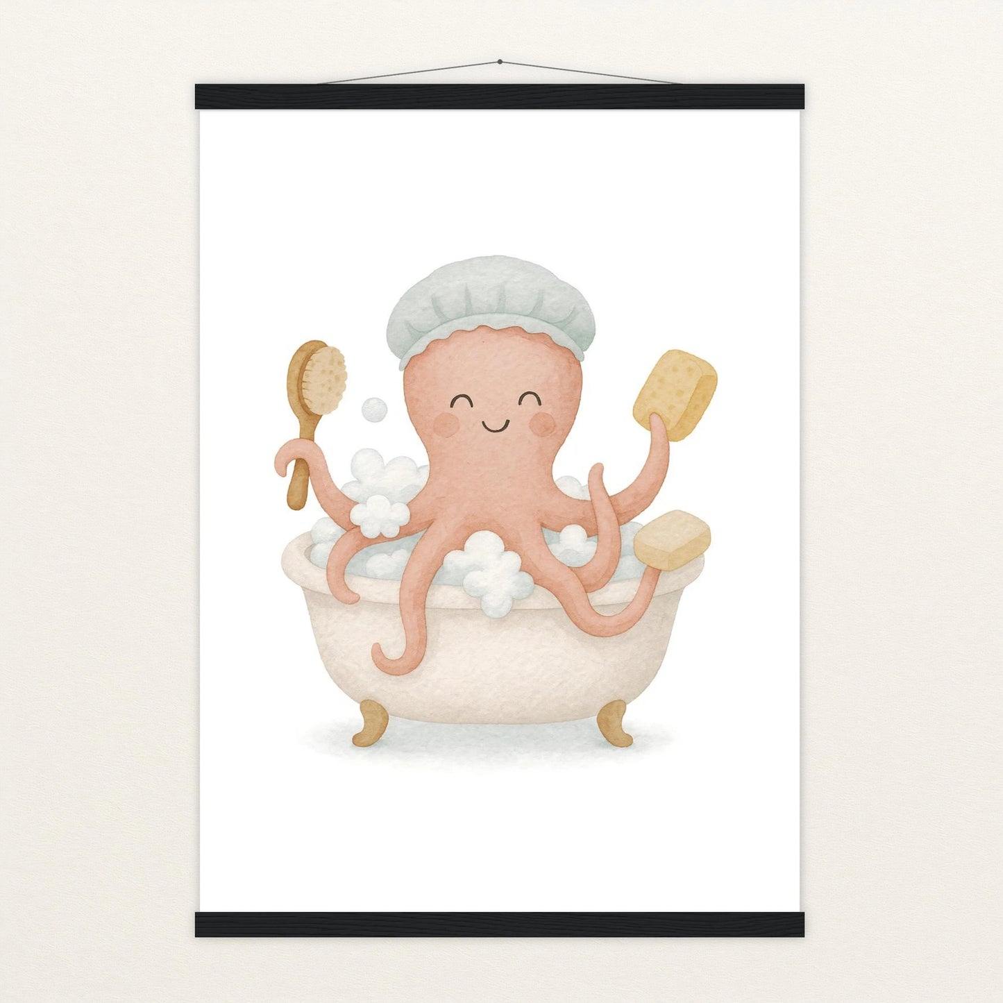 Tilli der Tintenfisch - Motiv: "Baden" Poster mit Leisten von tinylearner