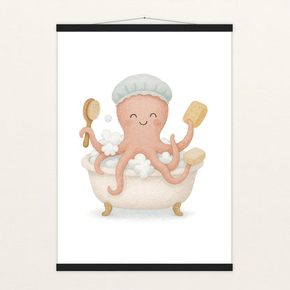 Tilli der Tintenfisch - Motiv: "Baden" Poster mit Leisten von tinylearner