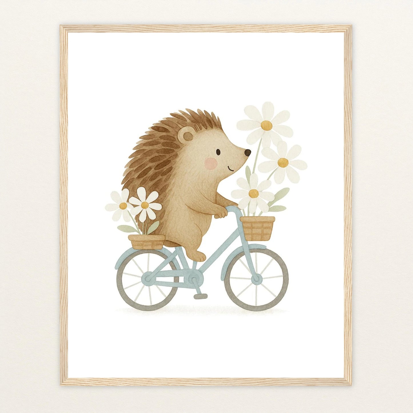 Iggi der Igel - Motiv: "Frühling" Poster mit Holzrahmen von tinylearner