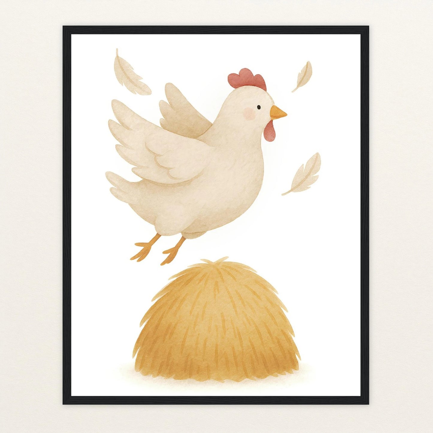 Hanni das Huhn - Motiv: "Heu" Poster mit Holzrahmen von tinylearner
