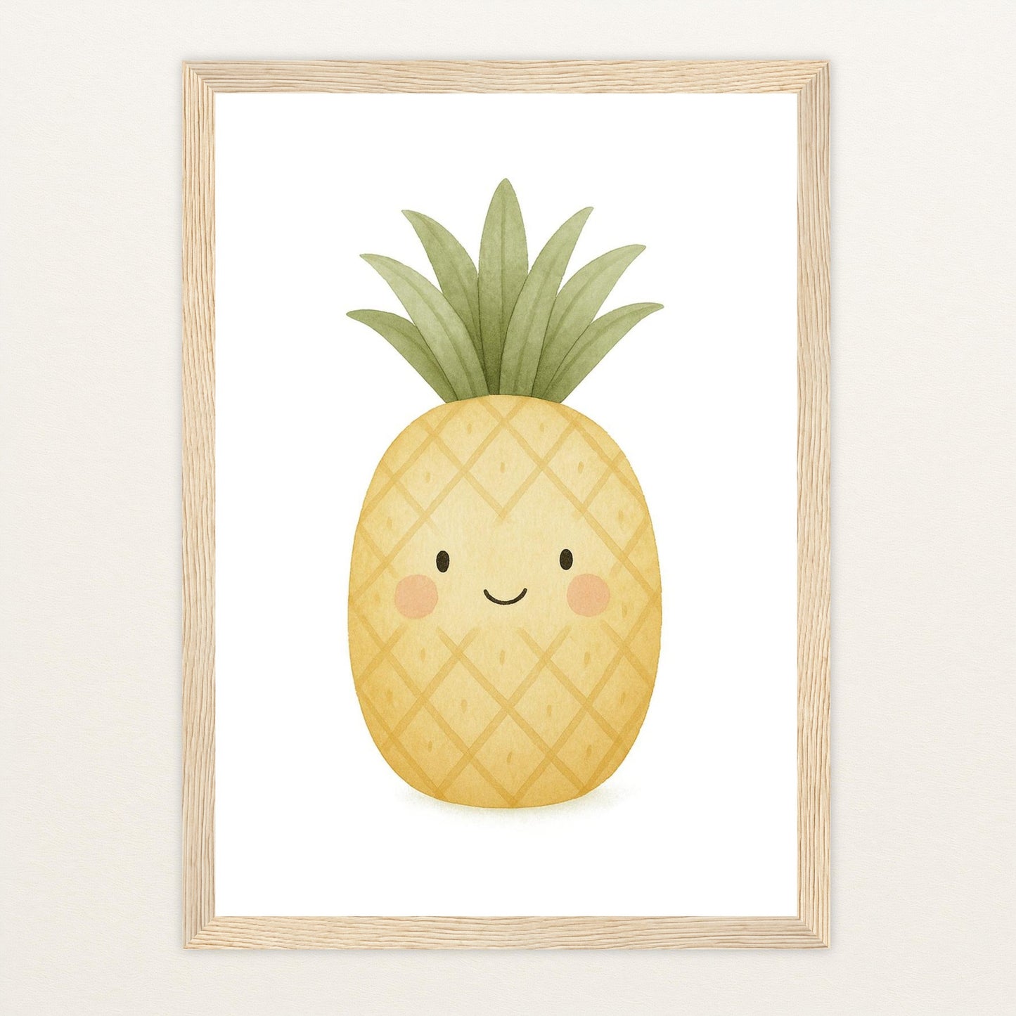 Obst: Ananas Poster mit Holzrahmen von tinylearner