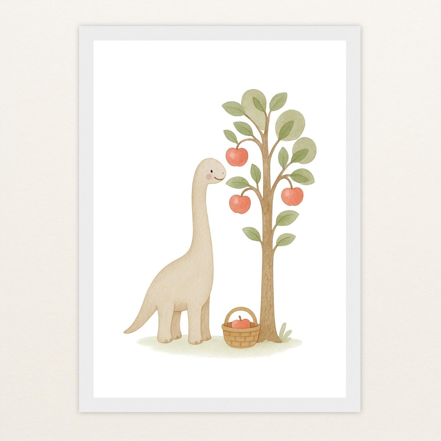 Dinosaurier Brachiosaurus - Motiv: "Apfelbaum" Poster mit Holzrahmen von tinylearner