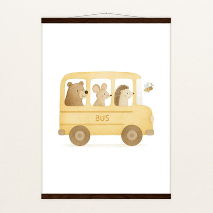 Tierfreunde - Motiv: "Schulbus" Poster mit Leisten von tinylearner