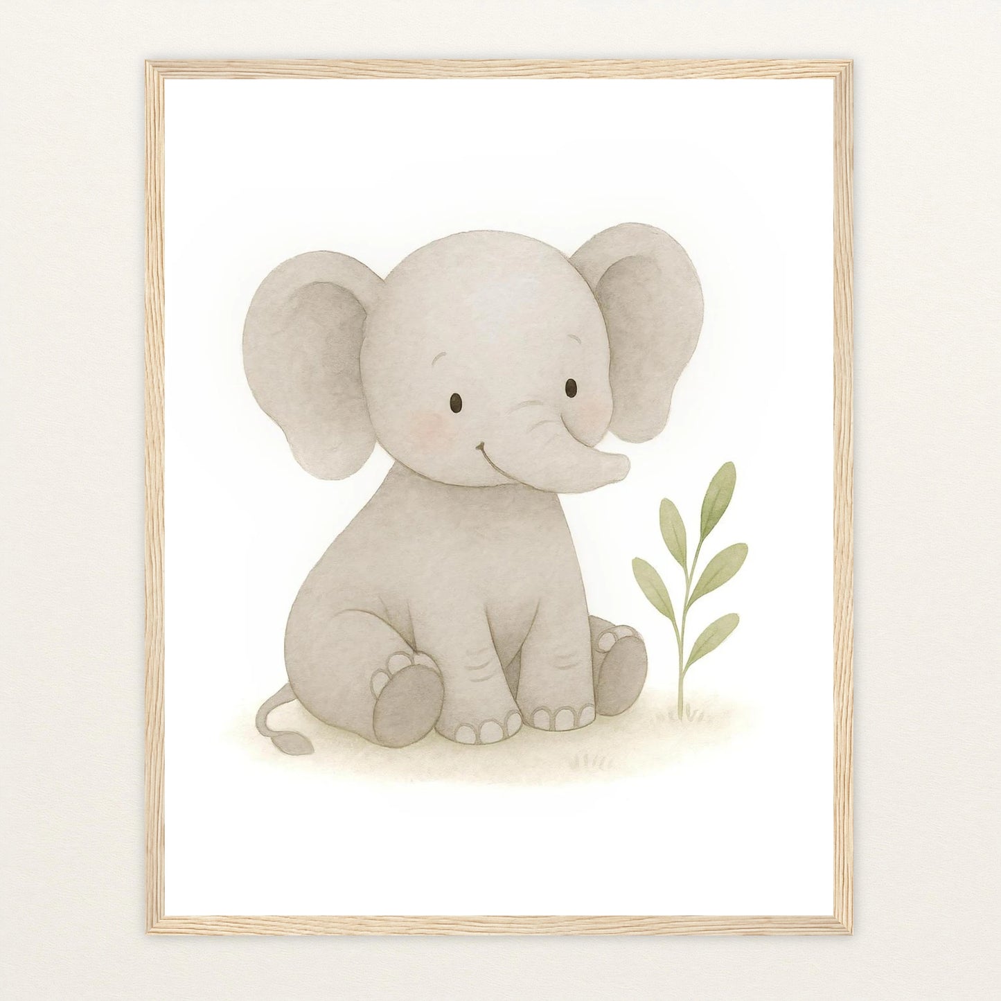 Emil der Elefant Poster mit Holzrahmen von tinylearner