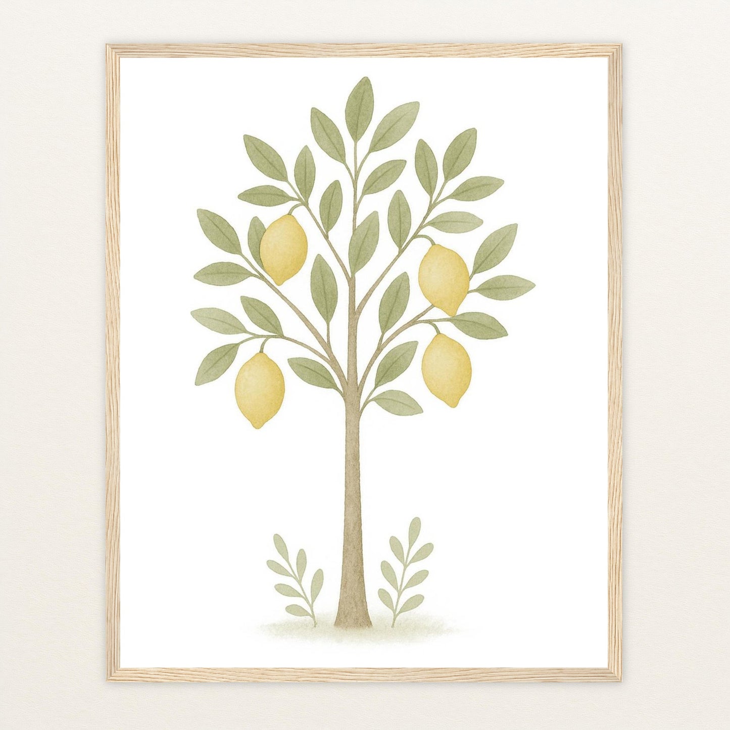Zitronenbaum Poster mit Holzrahmen von tinylearner