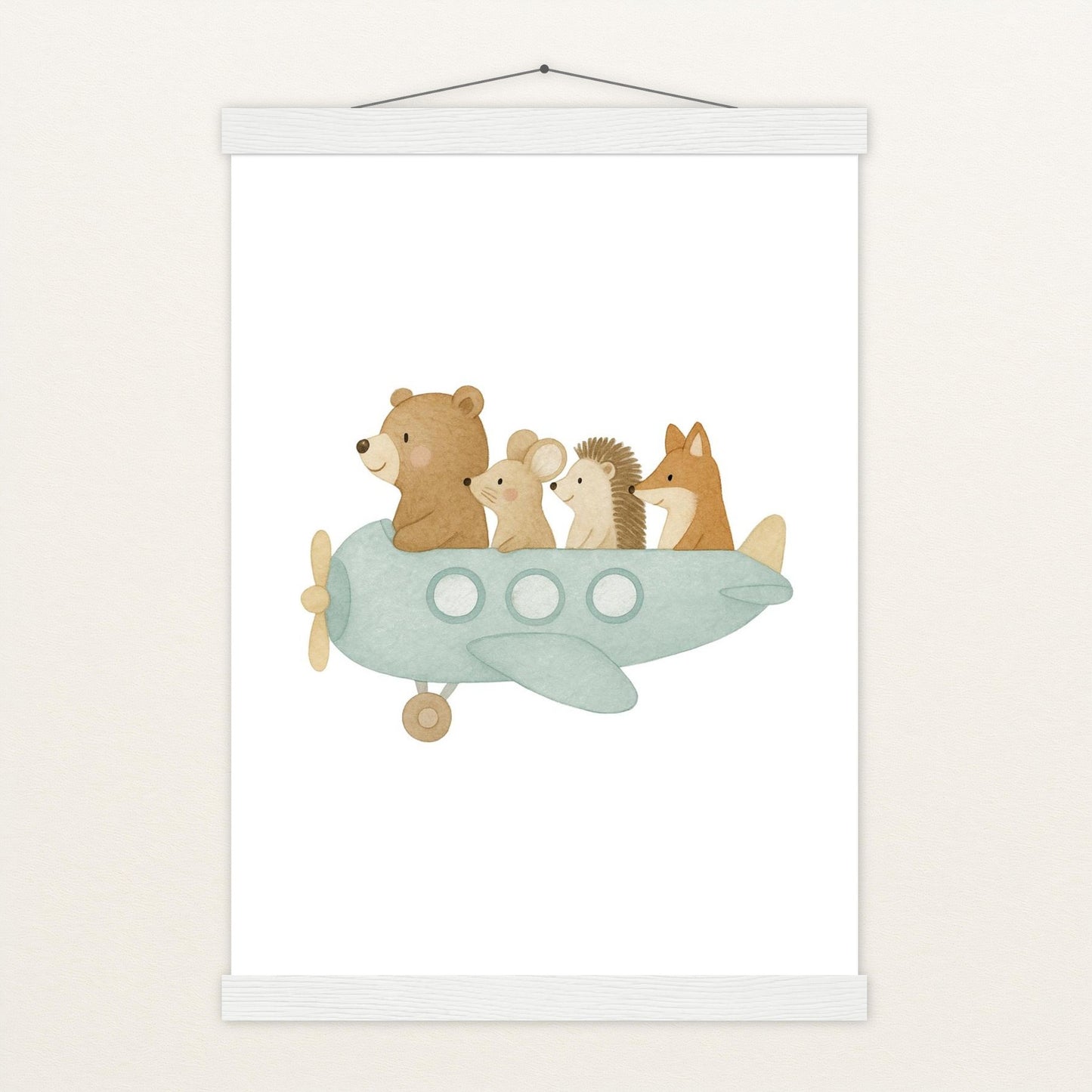 Tierfreunde - Motiv: "Flugzeug" Poster mit Leisten von tinylearner