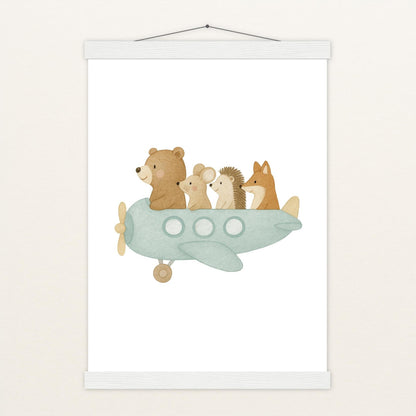 Tierfreunde - Motiv: "Flugzeug" Poster mit Leisten von tinylearner