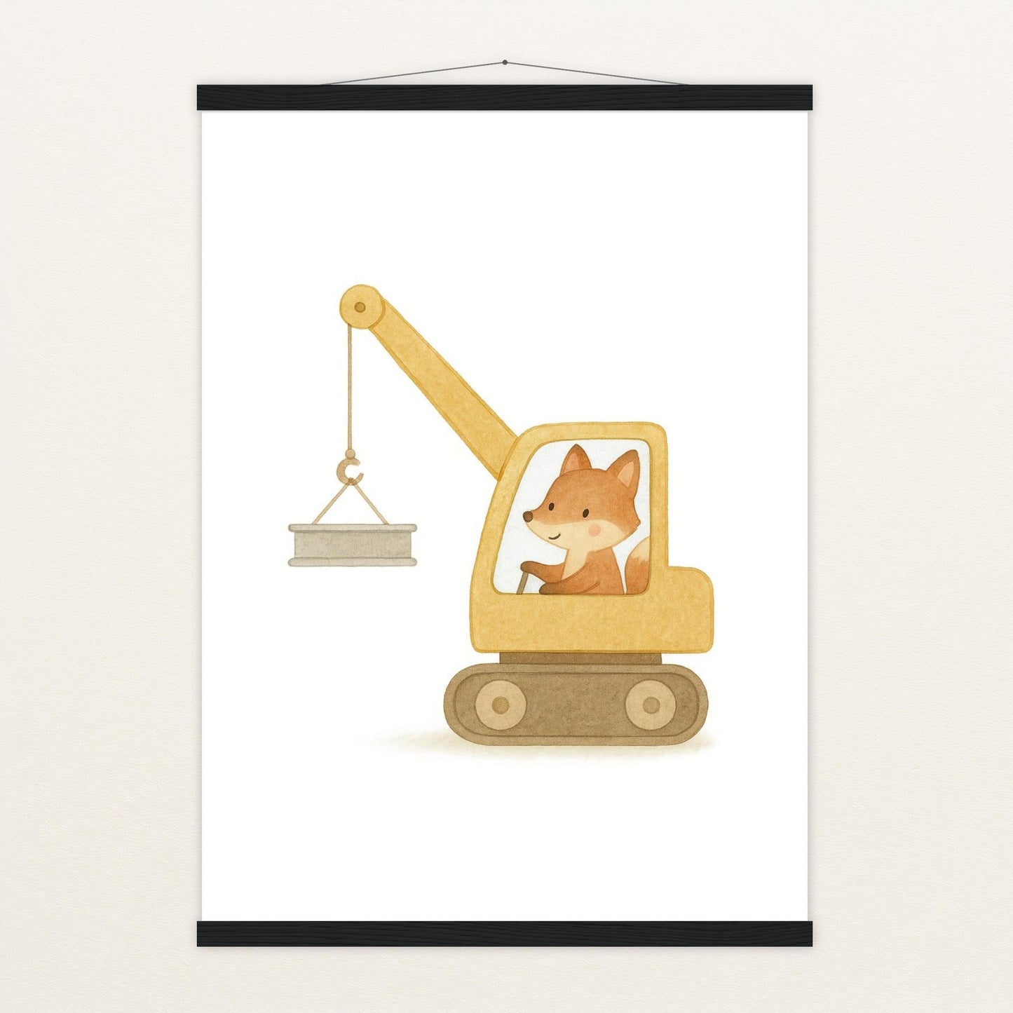 Finnegan der Fuchs - Motiv: "Kran" Poster mit Leisten von tinylearner