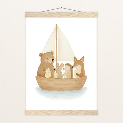 Tierfreunde - Motiv: "Segelschiff" Poster mit Leisten von tinylearner