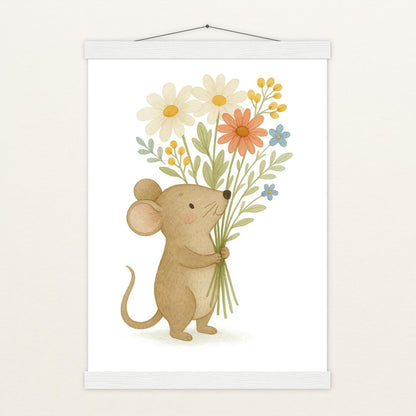 Mimi die Maus - Motiv: "Blumenstrauß" Poster mit Leisten von tinylearner