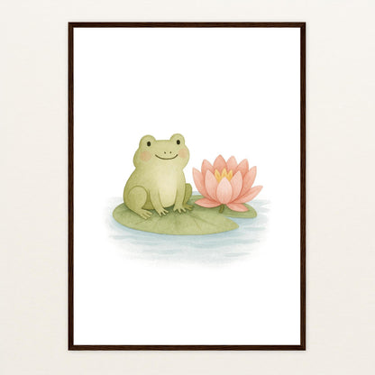 Flocke der Frosch Poster mit Holzrahmen von tinylearner