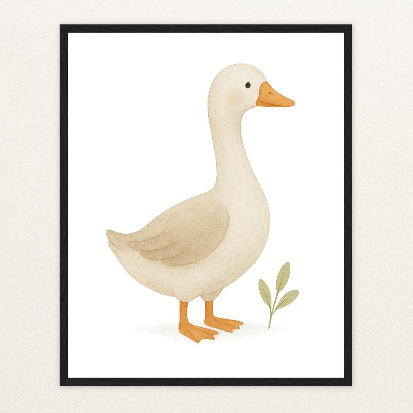 Gusi die Gans Poster mit Holzrahmen von tinylearner