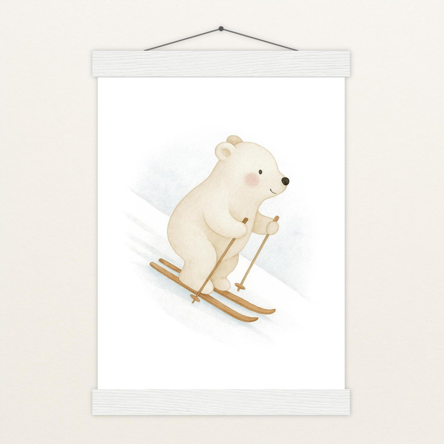 Pummel der Polarbär - Motiv: "Ski" Poster mit Leisten von tinylearner