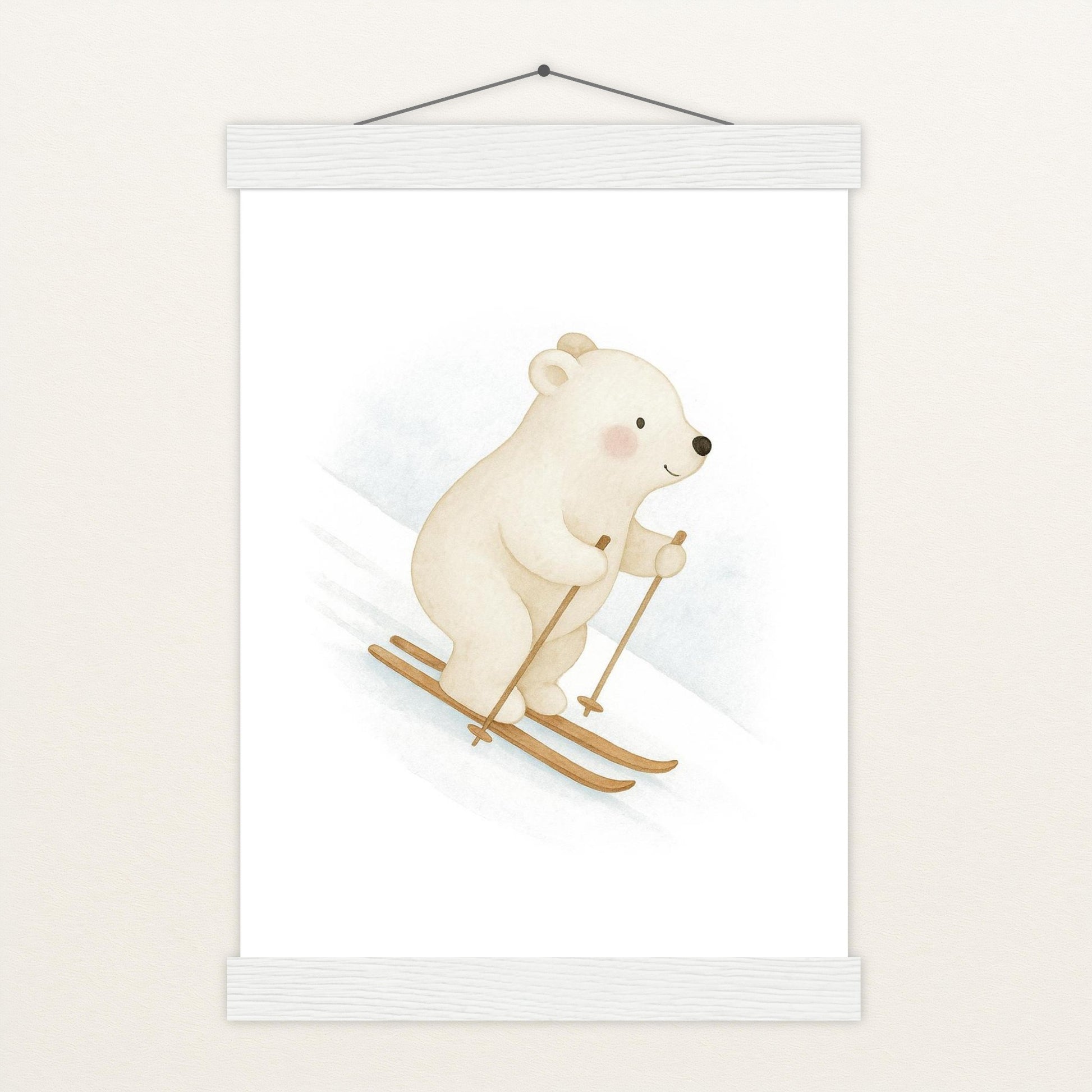 Pummel der Polarbär - Motiv: "Ski" Poster mit Leisten von tinylearner