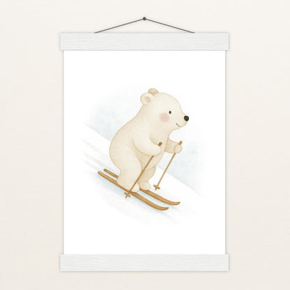 Pummel der Polarbär - Motiv: "Ski" Poster mit Leisten von tinylearner