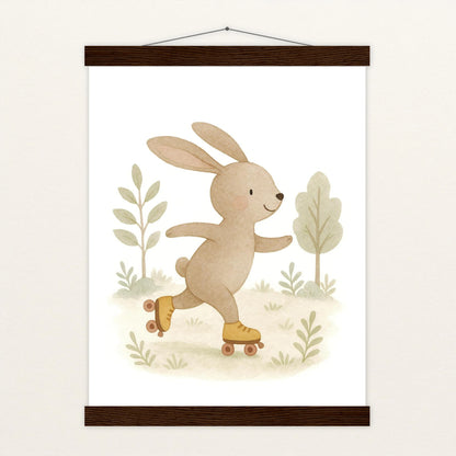 Holly der Hase - Motiv: "Rollschuhe" Poster mit Leisten von tinylearner