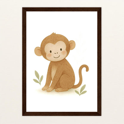 Aki der Affe Poster mit Holzrahmen von tinylearner