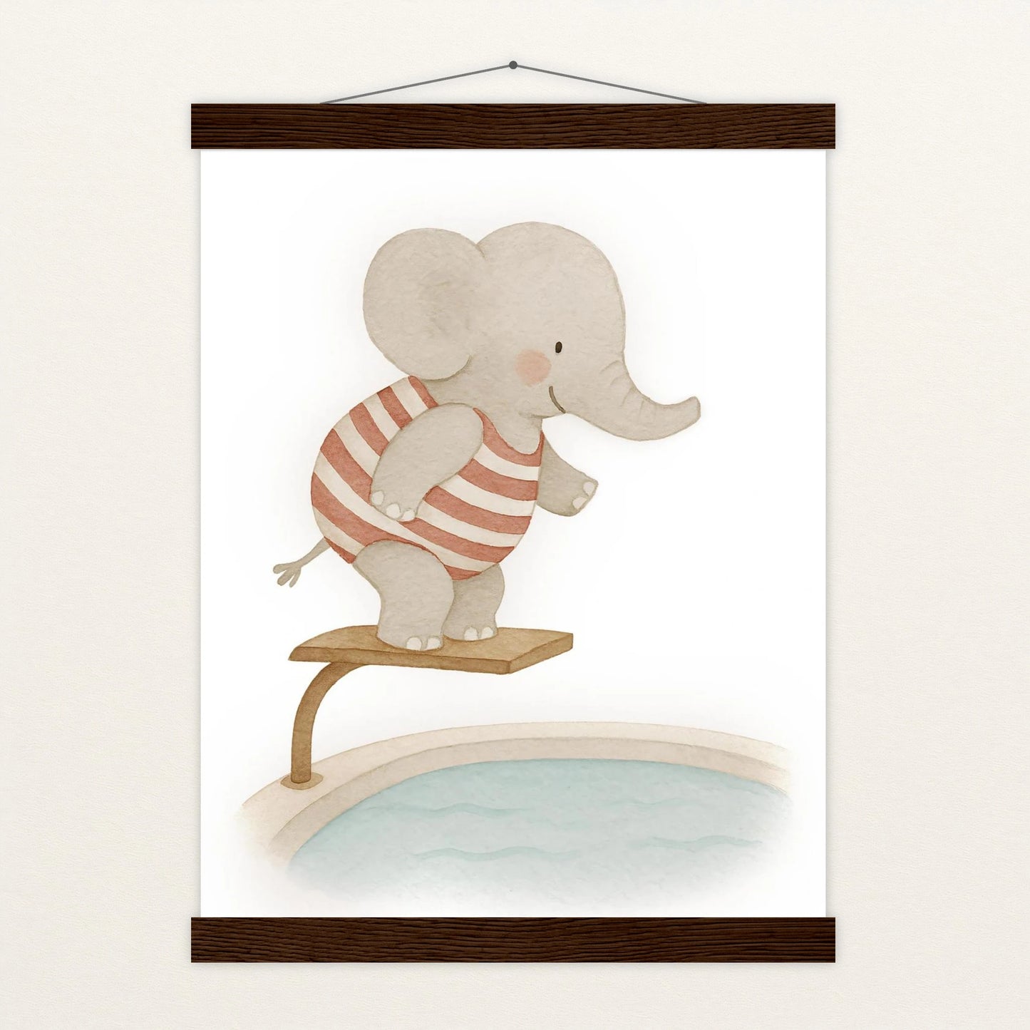 Emil der Elefant - Motiv: "Pool" Poster mit Leisten von tinylearner