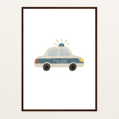 Polizei Poster mit Holzrahmen von tinylearner