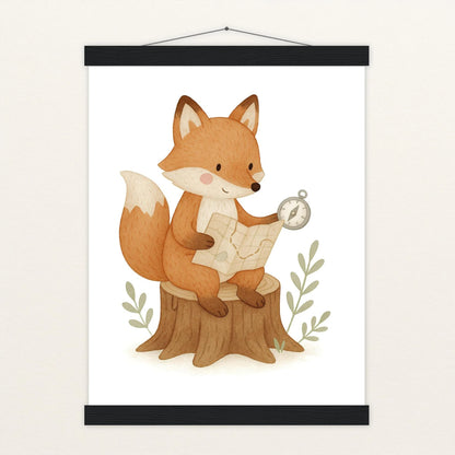 Finnegan der Fuchs - Motiv: "Abenteuerlust" Poster mit Leisten von tinylearner