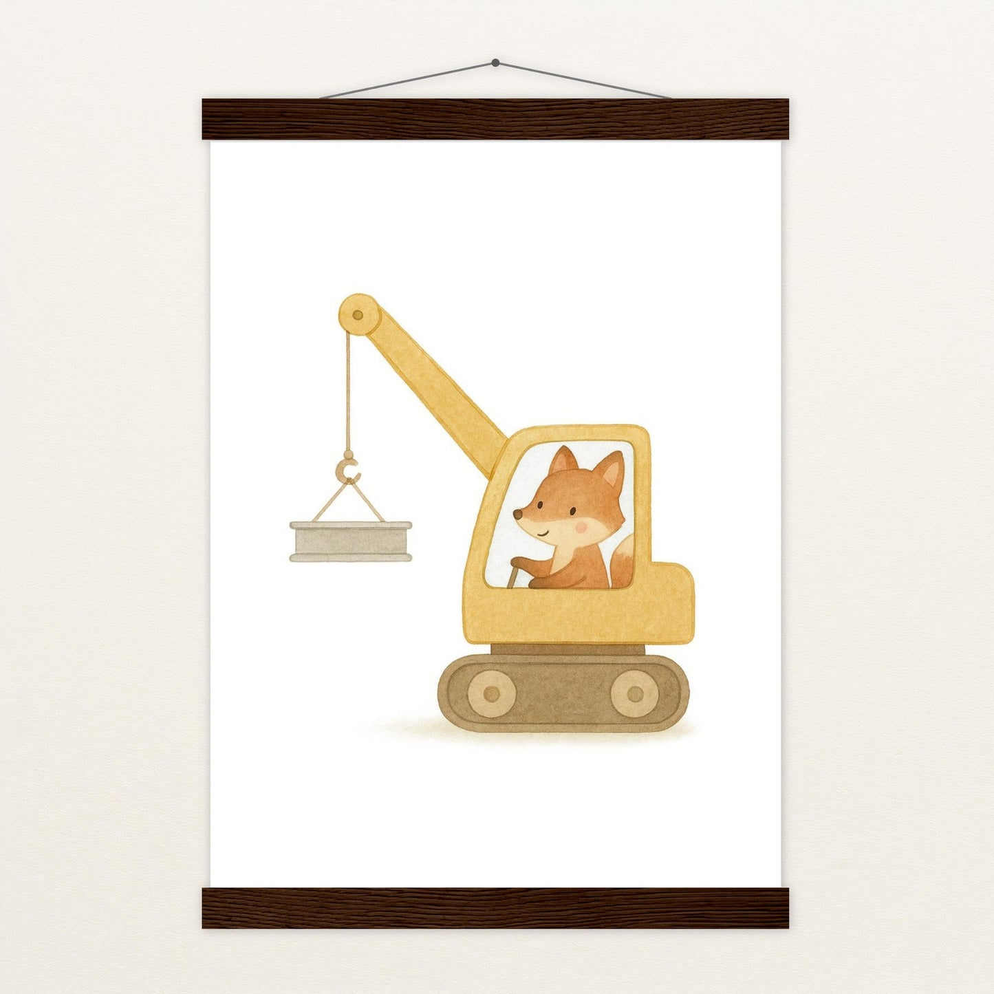 Finnegan der Fuchs - Motiv: "Kran" Poster mit Leisten von tinylearner