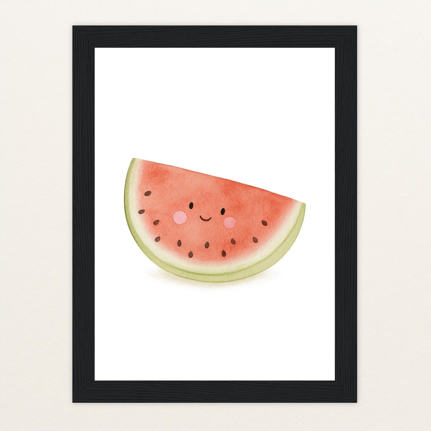 Obst: Melone Poster mit Holzrahmen von tinylearner