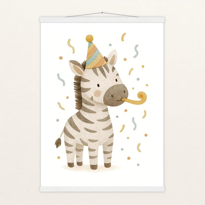Zinni das Zebra - Motiv: "Party" Poster mit Leisten von tinylearner