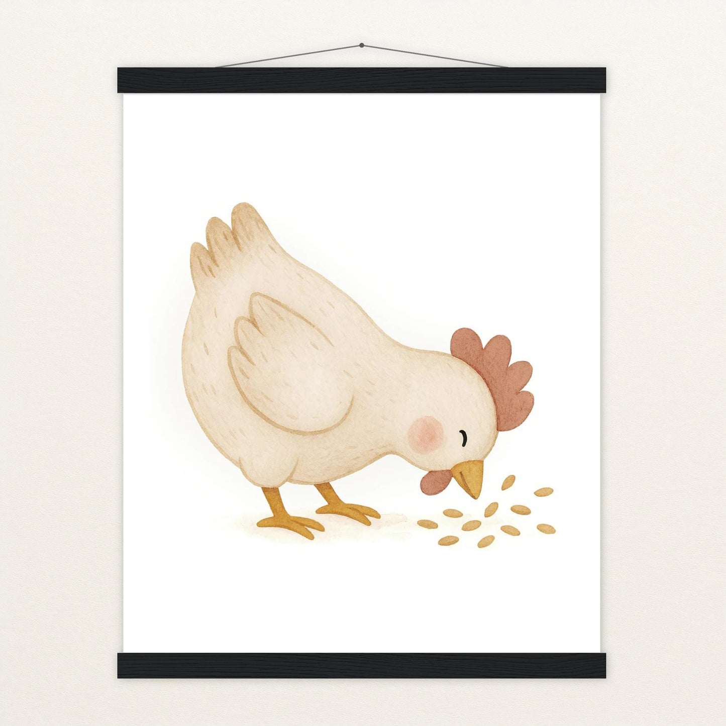 Hanni das Huhn - Motiv: "Körner" Poster mit Leisten von tinylearner