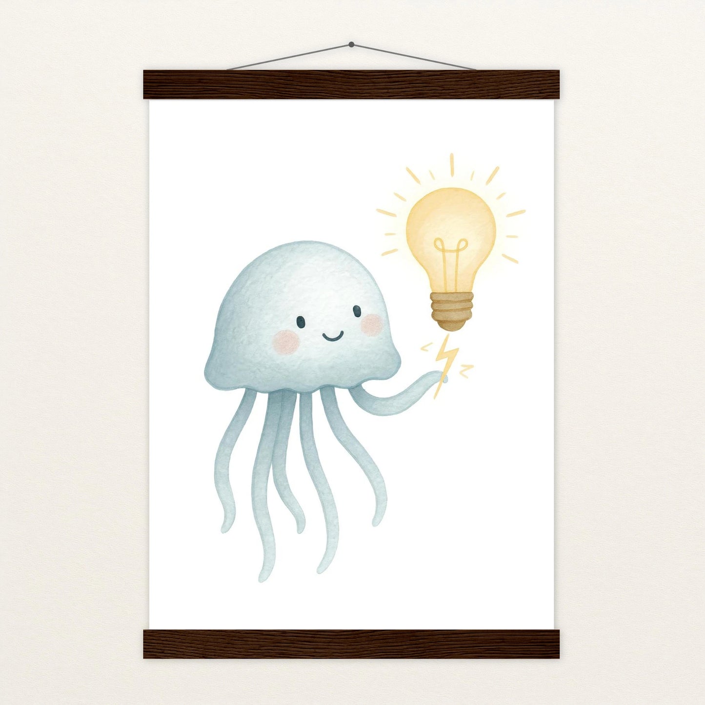 Quinn die Qualle - Motiv: "Glühbirne" Poster mit Leisten von tinylearner