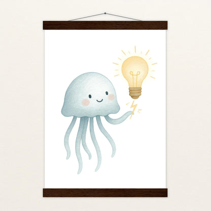 Quinn die Qualle - Motiv: "Glühbirne" Poster mit Leisten von tinylearner