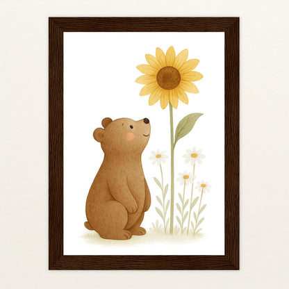 Balu der Bär - Motiv: "Sonnenblume" Poster mit Holzrahmen von tinylearner