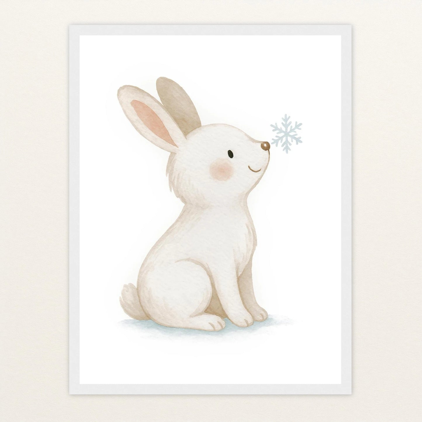 Sina der Schneehase Poster mit Holzrahmen von tinylearner