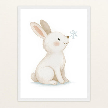 Sina der Schneehase Poster mit Holzrahmen von tinylearner