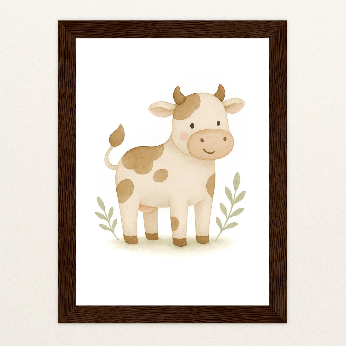 Klara die Kuh Poster mit Holzrahmen von tinylearner