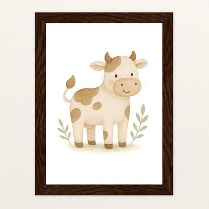 Klara die Kuh Poster mit Holzrahmen von tinylearner