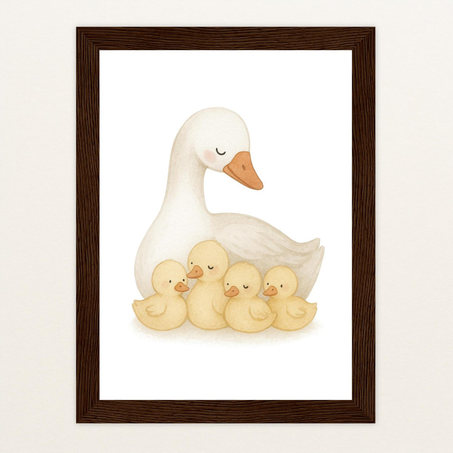 Gusi die Gans - Motiv: "Familie" Poster mit Holzrahmen von tinylearner