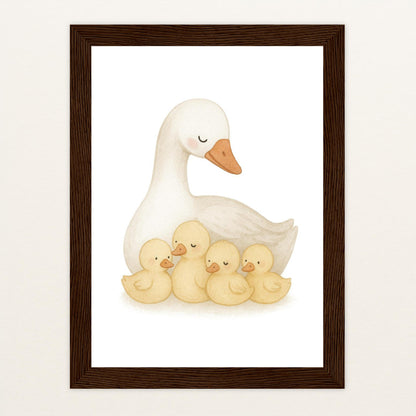 Gusi die Gans - Motiv: "Familie" Poster mit Holzrahmen von tinylearner