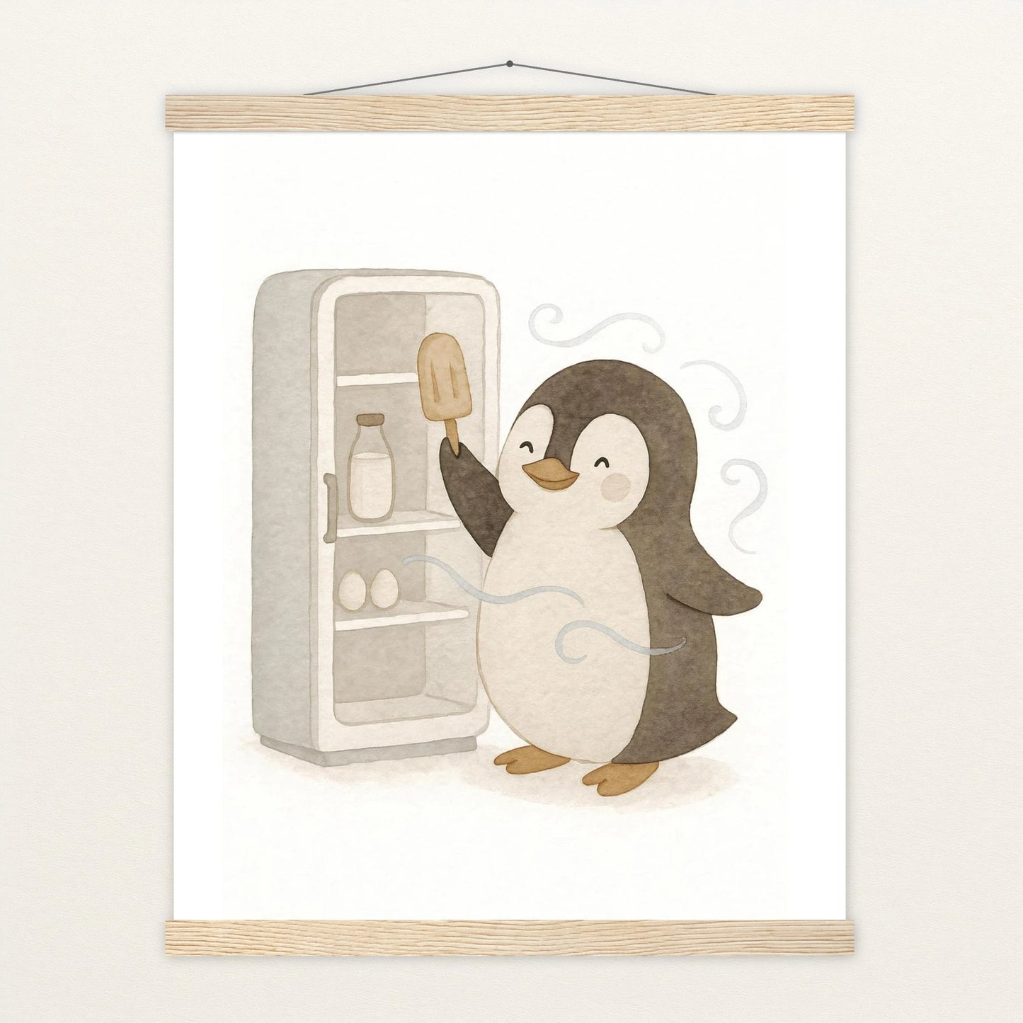 Pia der Pinguin - Motiv: "Eis" Poster mit Leisten von tinylearner