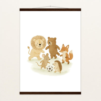 Tierfreunde - Motiv: "Fußball" Poster mit Leisten von tinylearner