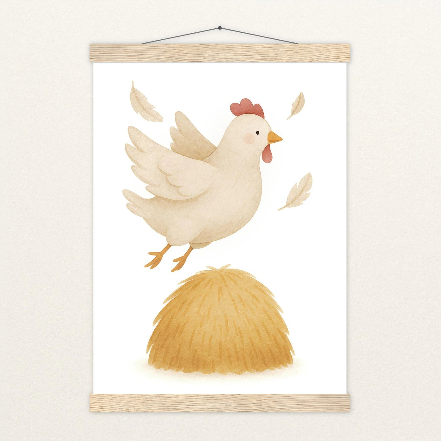 Hanni das Huhn - Motiv: "Heu" Poster mit Leisten von tinylearner