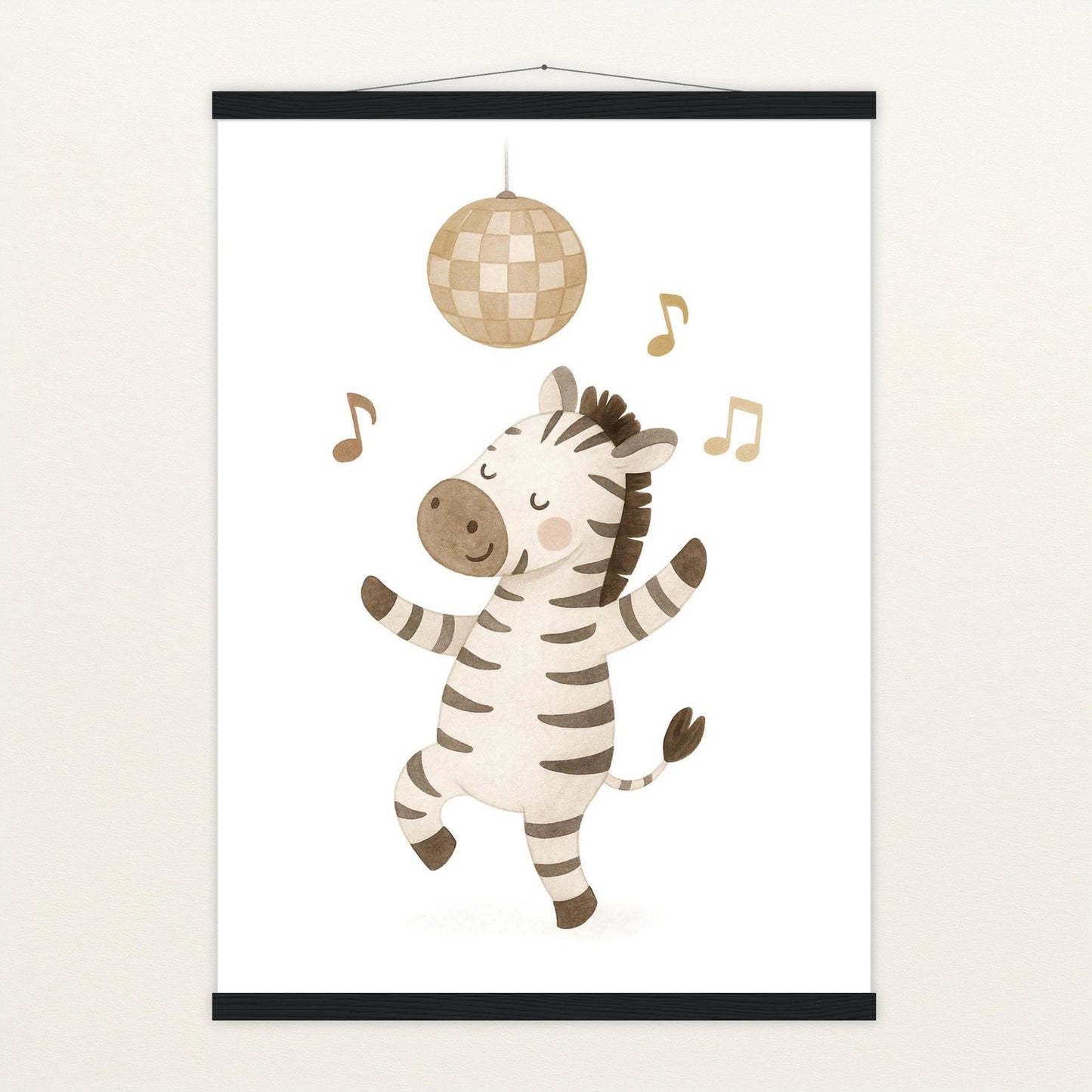 Zinni das Zebra - Motiv: "Tanzen" Poster mit Leisten von tinylearner