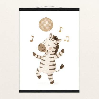 Zinni das Zebra - Motiv: "Tanzen" Poster mit Leisten von tinylearner