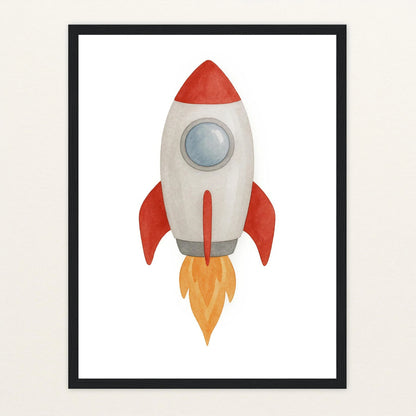 Rakete Poster mit Holzrahmen von tinylearner