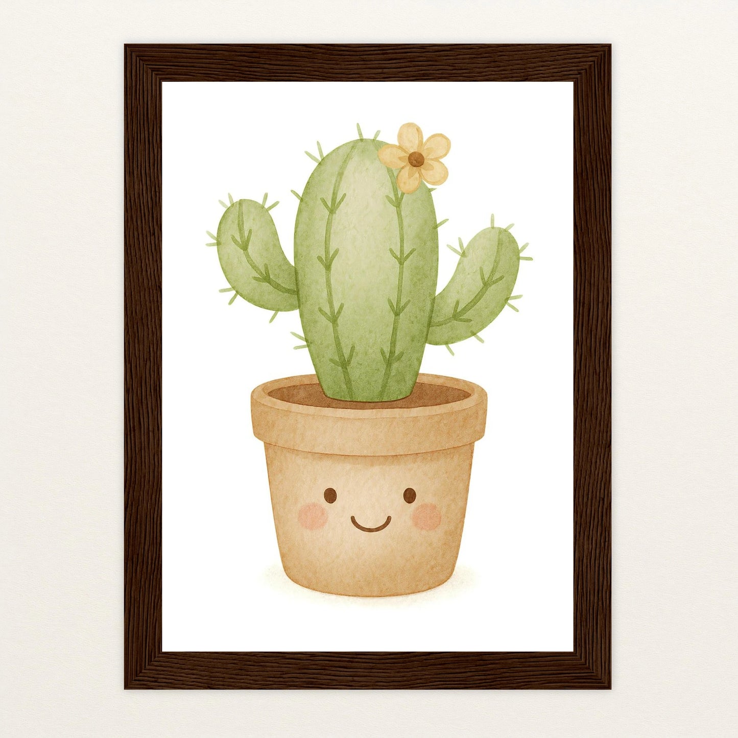 Kaktus Poster mit Holzrahmen von tinylearner