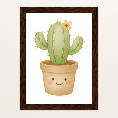 Kaktus Poster mit Holzrahmen von tinylearner
