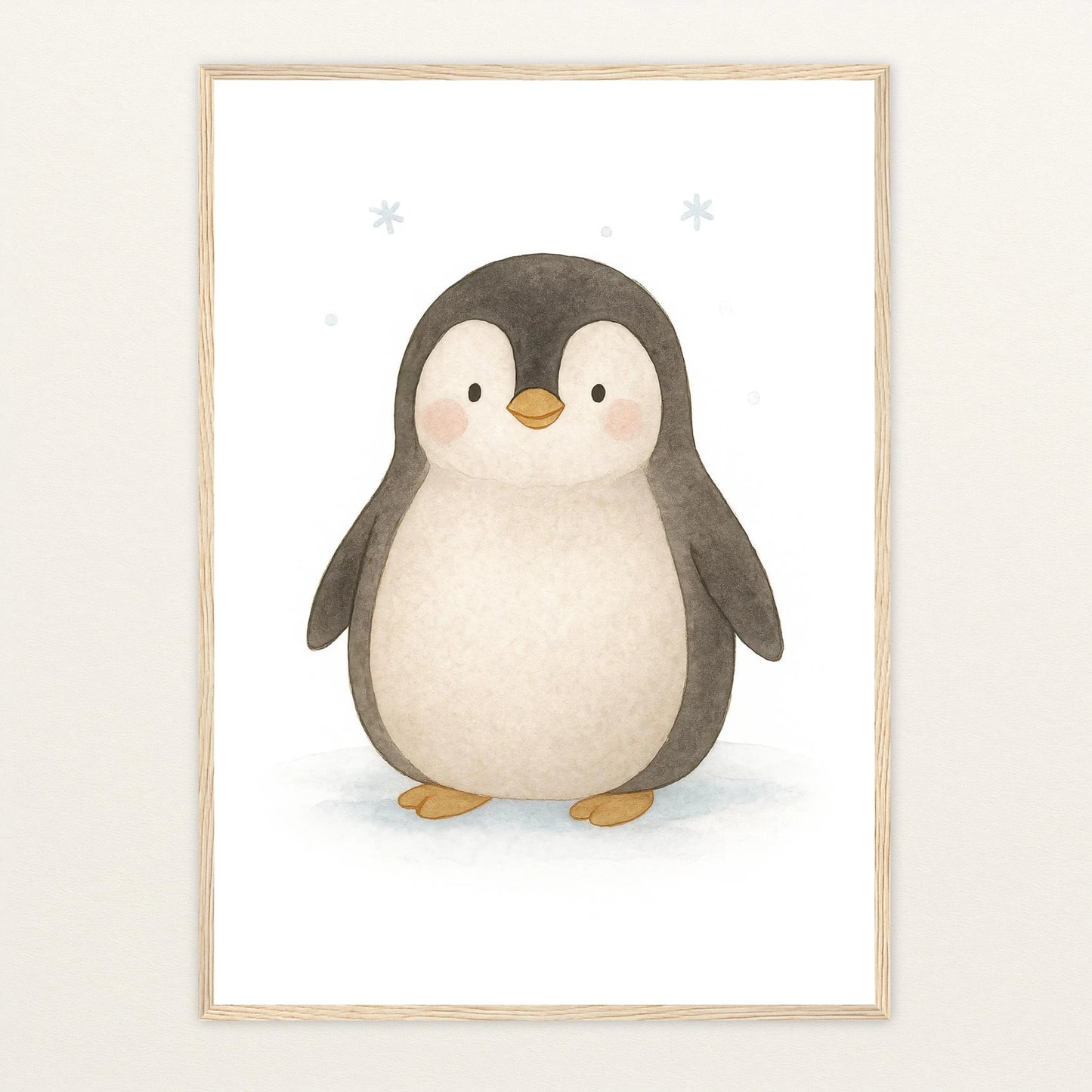 Pia der Pinguin Poster mit Holzrahmen von tinylearner