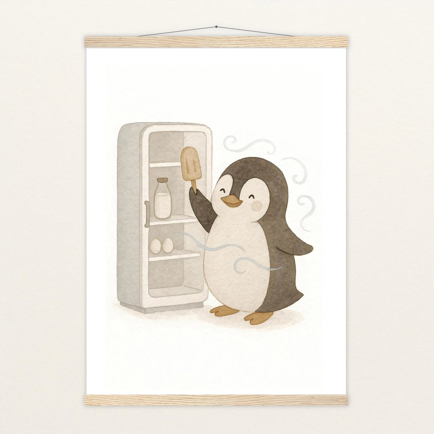 Pia der Pinguin - Motiv: "Eis" Poster mit Leisten von tinylearner